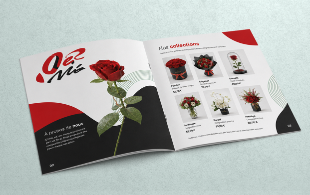 Catalogue express personnalisé imprimé en couleur avec reliure agrafée, idéal pour présenter des produits, services, offres commerciales ou collections dans un support professionnel et facile à consulter.